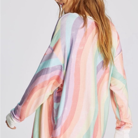 NWT Wildfox soleil stripes roadtrip sweatshirt rainbow size M - Picture 4 of 8